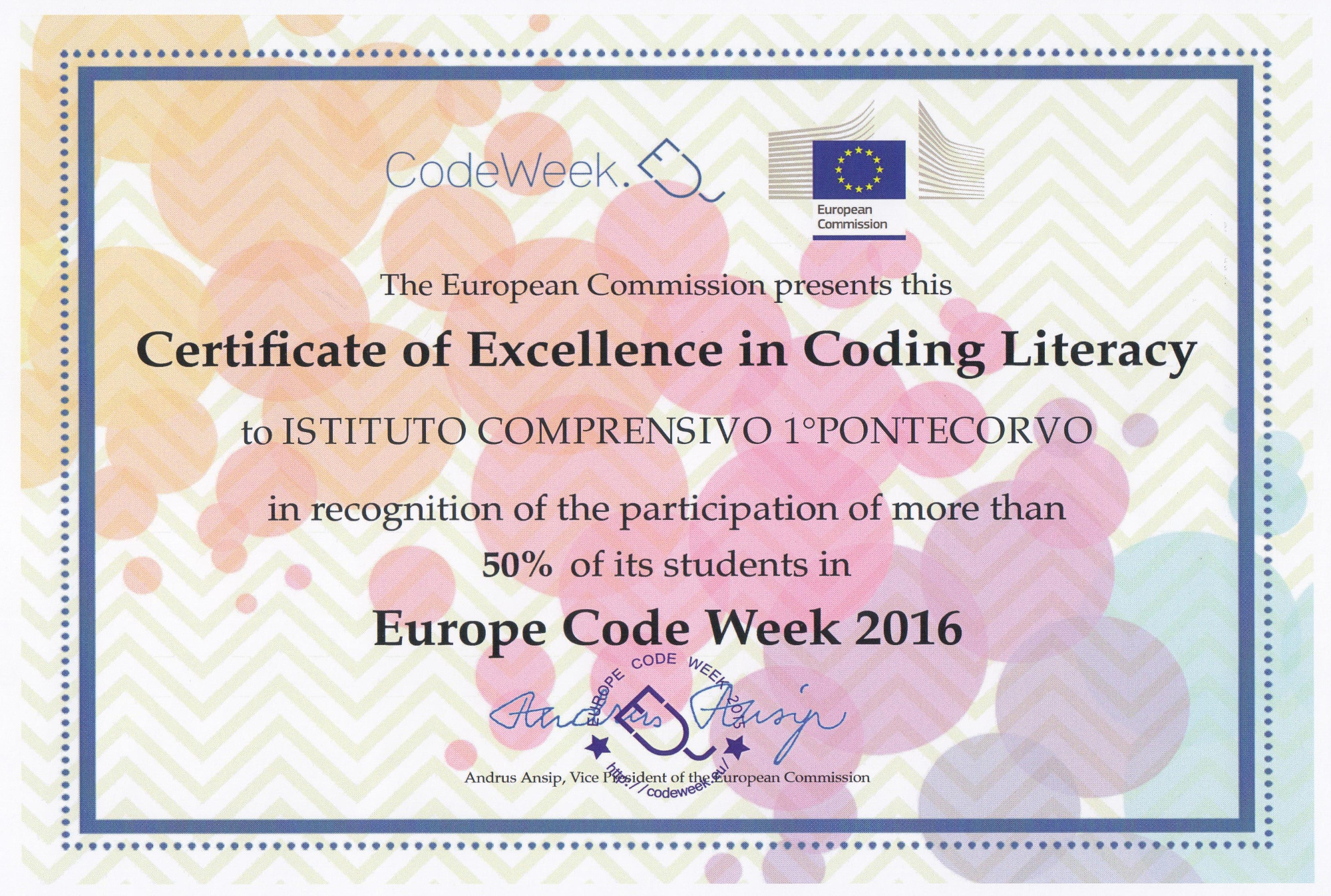 attestato codeweek 2016