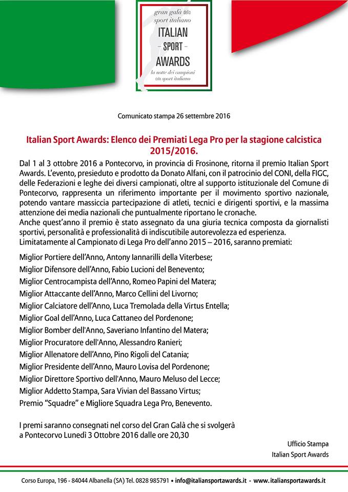 premiati lega pro