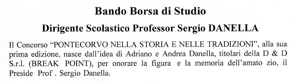 Bando Prof Sergio Danella