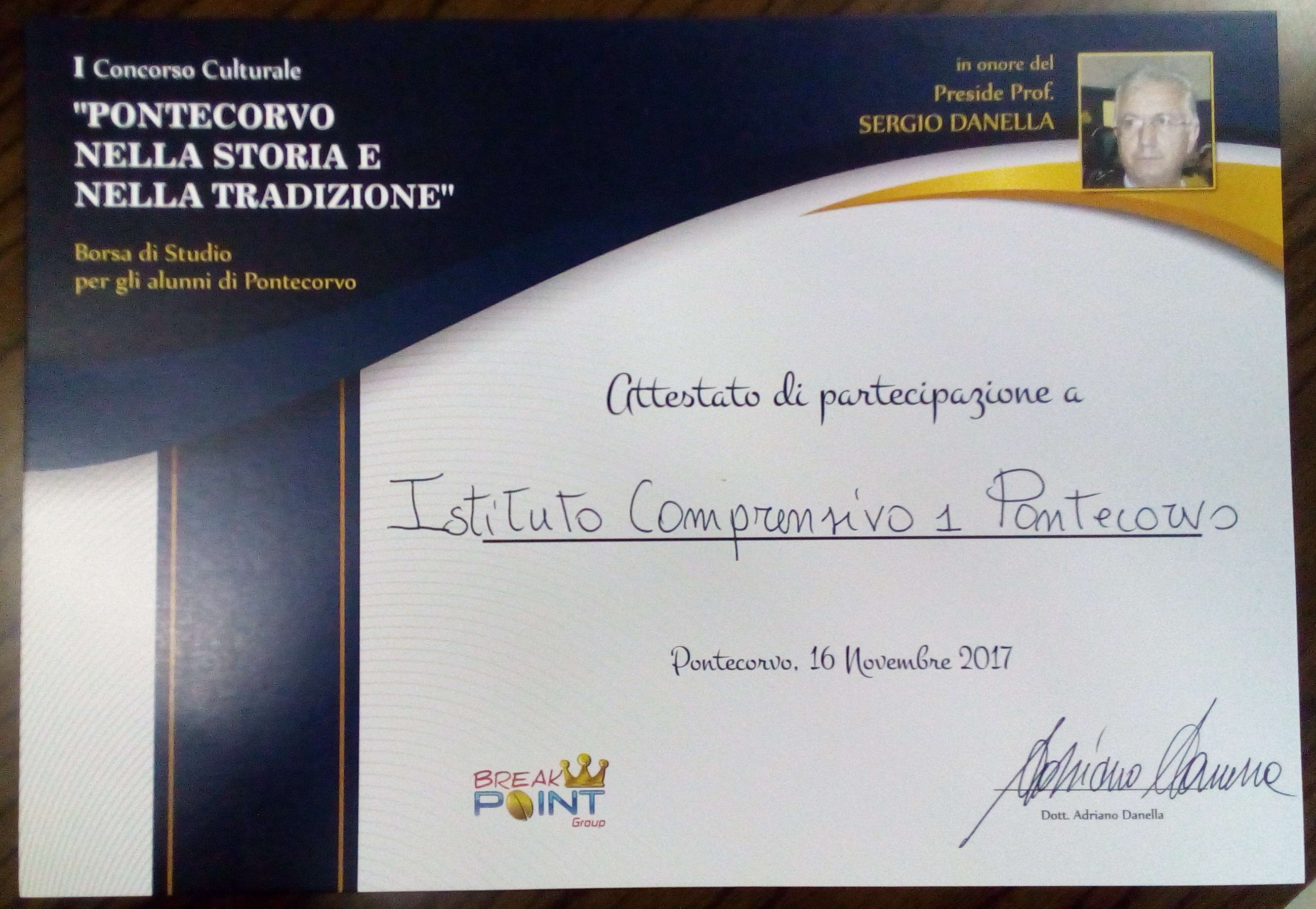 attestato borsa studio danella 161117
