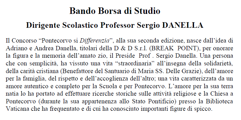 Bando Prof Sergio Danella