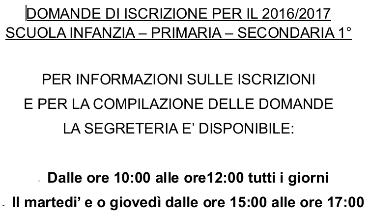 ricevimento iscrizione 2016 17